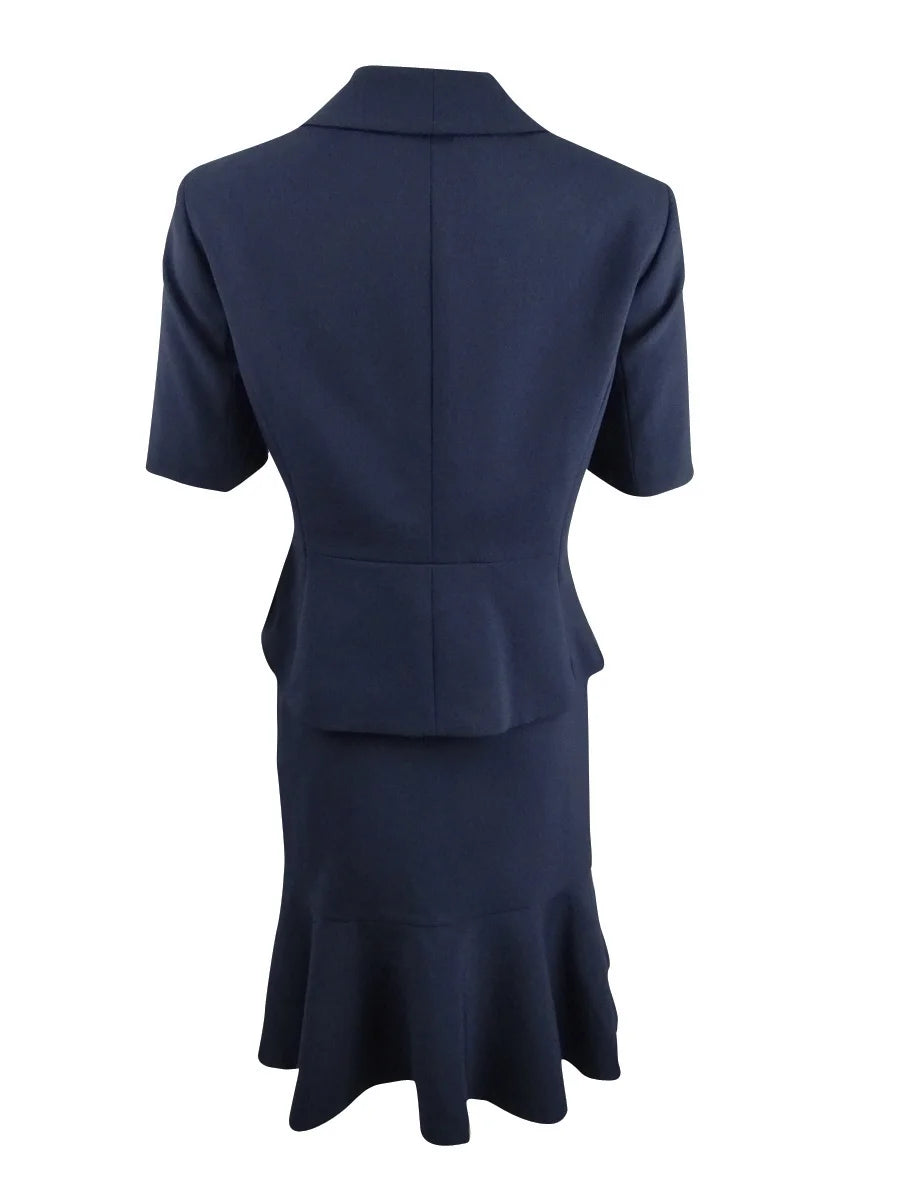 Navy Petite Flare-Hem Skirt Suit N276348