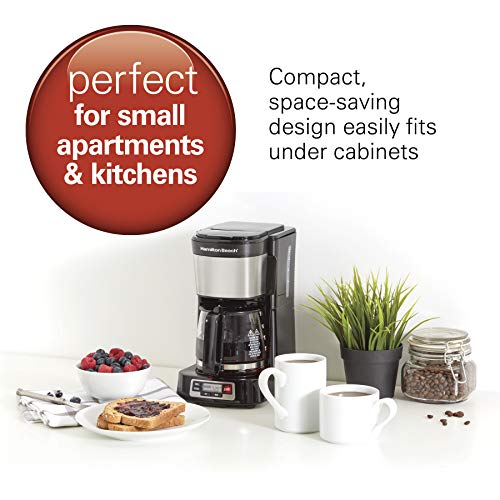 5 Cup Drip Coffee Maker with Glass Carafe, Black & Stainless Steel O87000