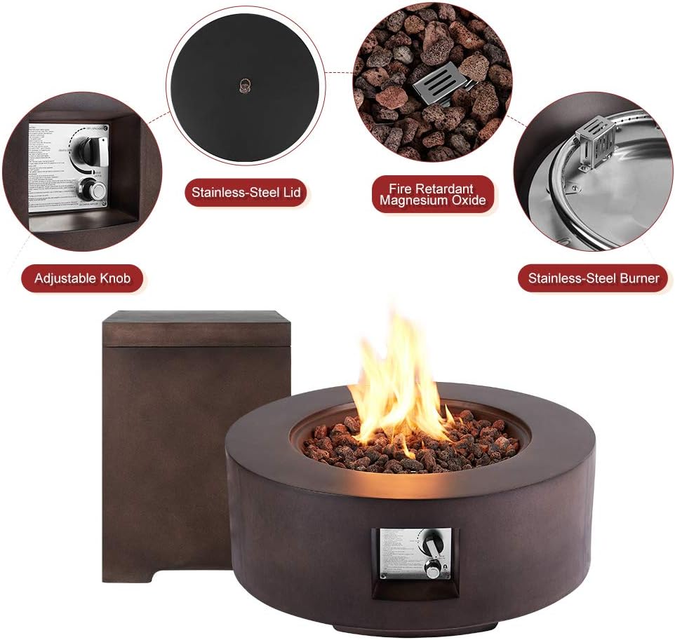 30in Outdoor Propane Fire Pit with Lava Rocks J3963