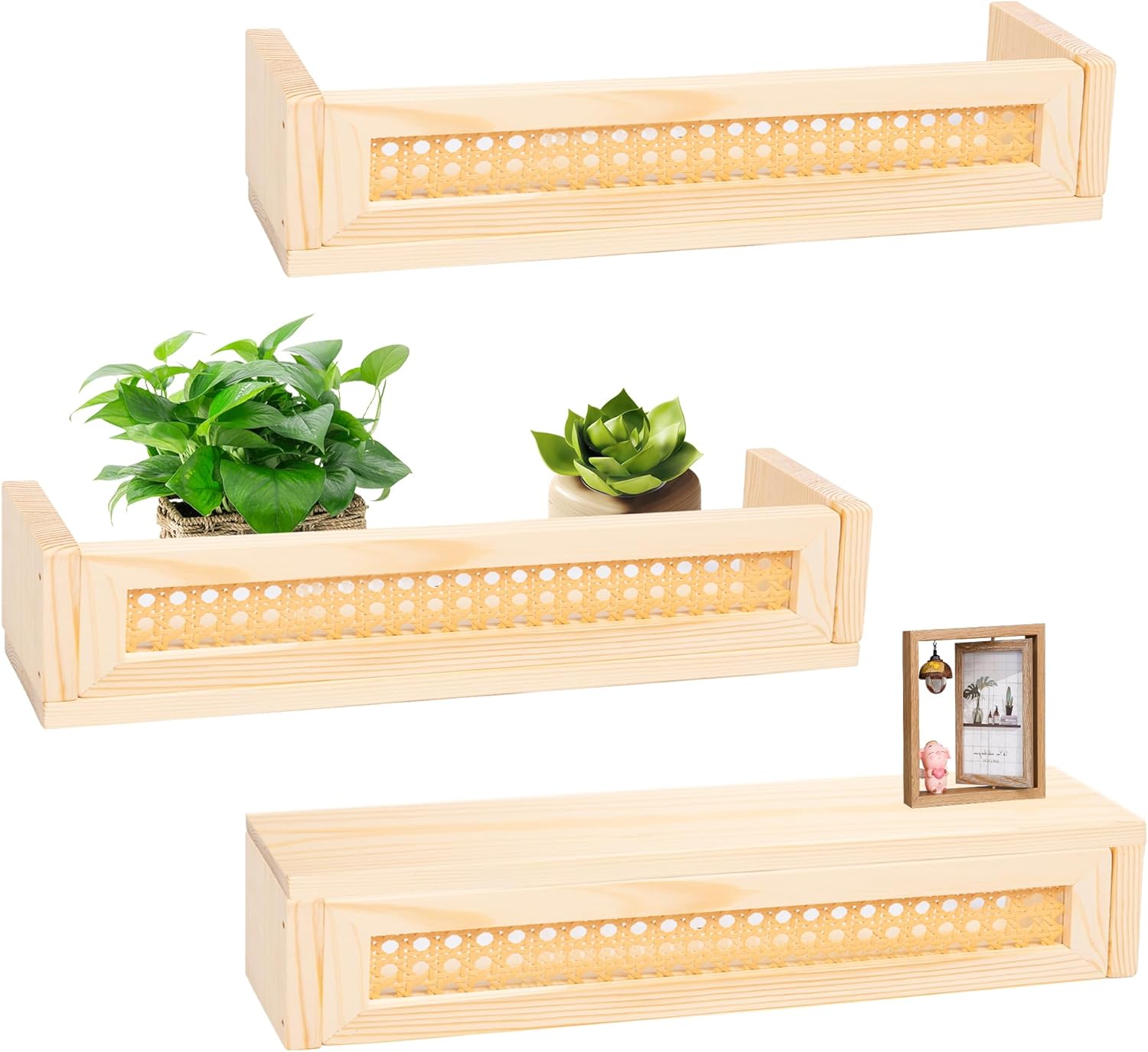16" Rattan Shelf Set of 3 O269098