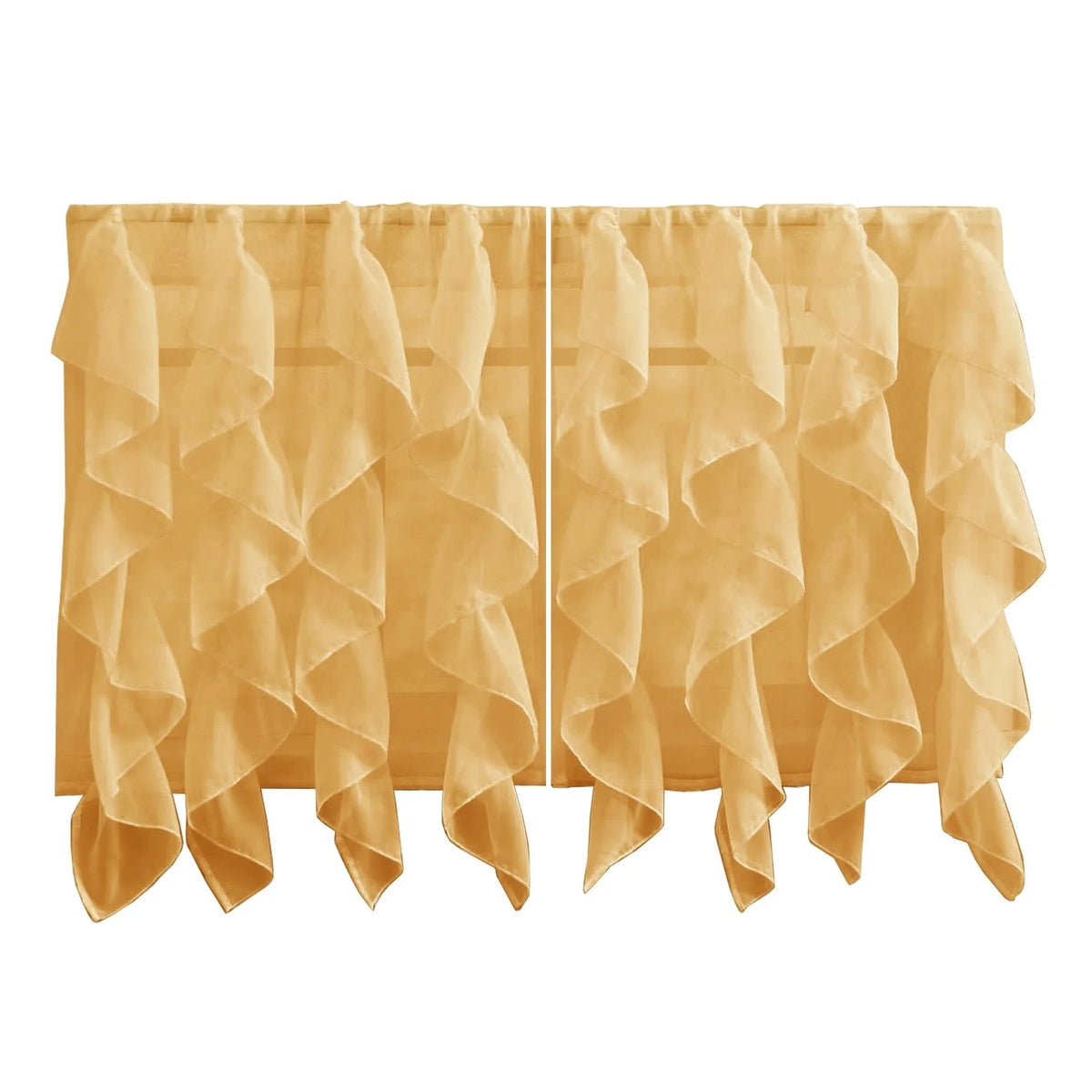 Camel Vertical Ruffled Waterfall Valance and Curtain Tiers 36" tier pair Y80898