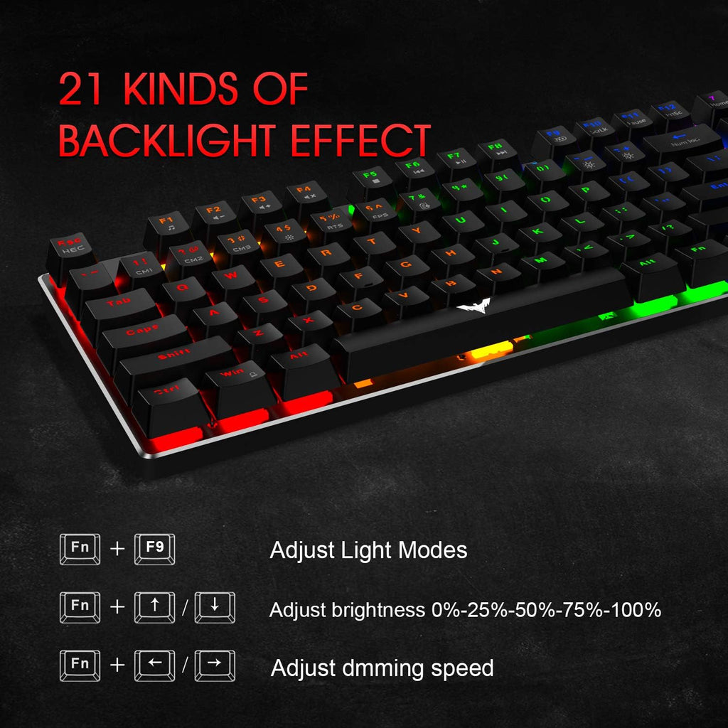 89 Keys Wired Backlit Gaming Keyboard Red Switch with 4800 DPI 6 Button Mouse and Mouse Pad Pack of 2 C805