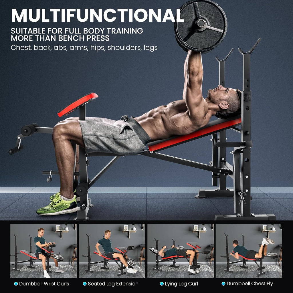 Adjustable Olympic Weight Bench Set with Preacher Curl & Leg Developer K768