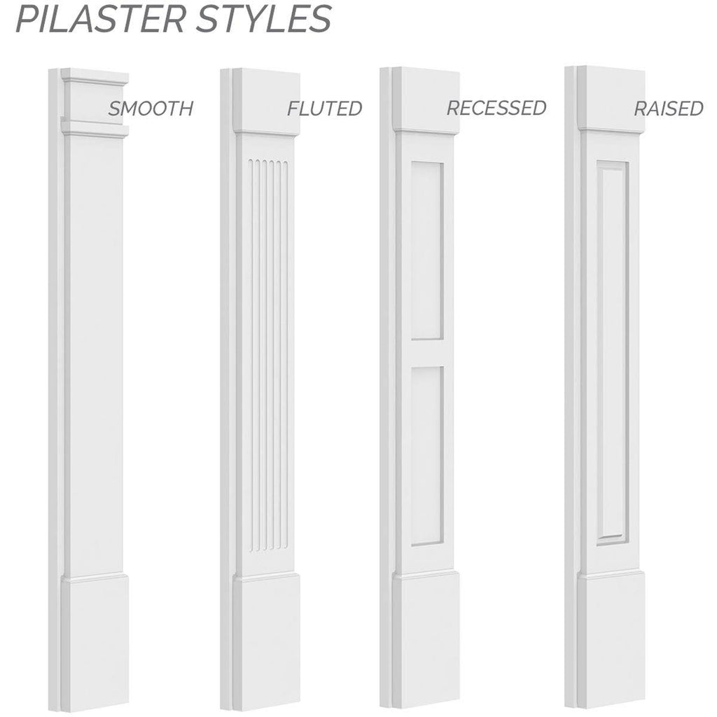 Two Equal Raised Panel PVC Pilaster with Capital and Base (Pair) Z832720