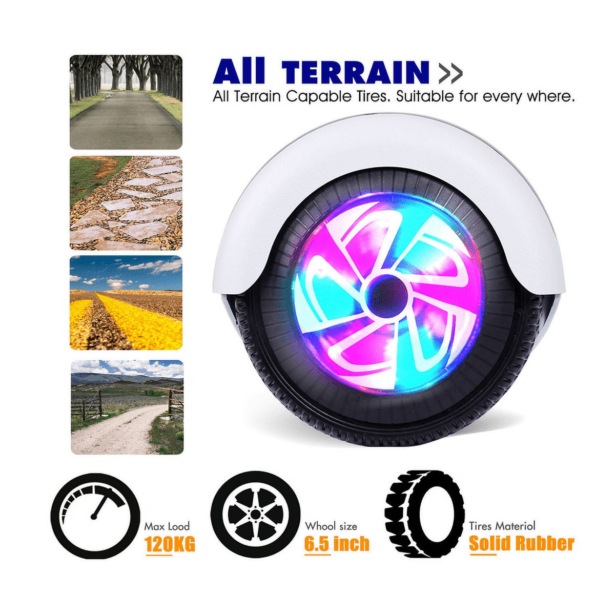 6.5 inch Two Wheel Self Balancing Electric Scooter with Bluetooth Speaker and LED Lights J44474