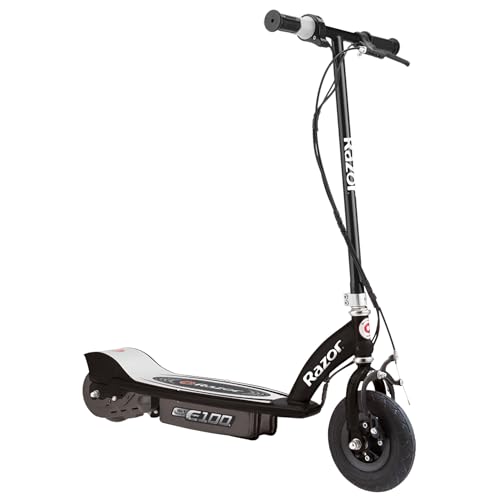 Black 24 Volt Electric Kick Scooter with 8 Inch Pneumatic Tires L1634