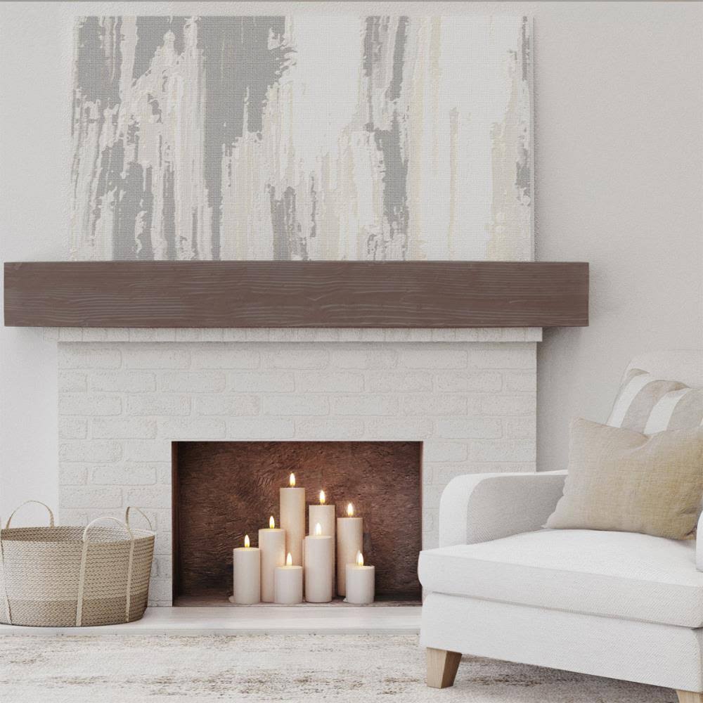 Sandblasted Faux Wood Fireplace Mantel, Aged Pecan Q2191