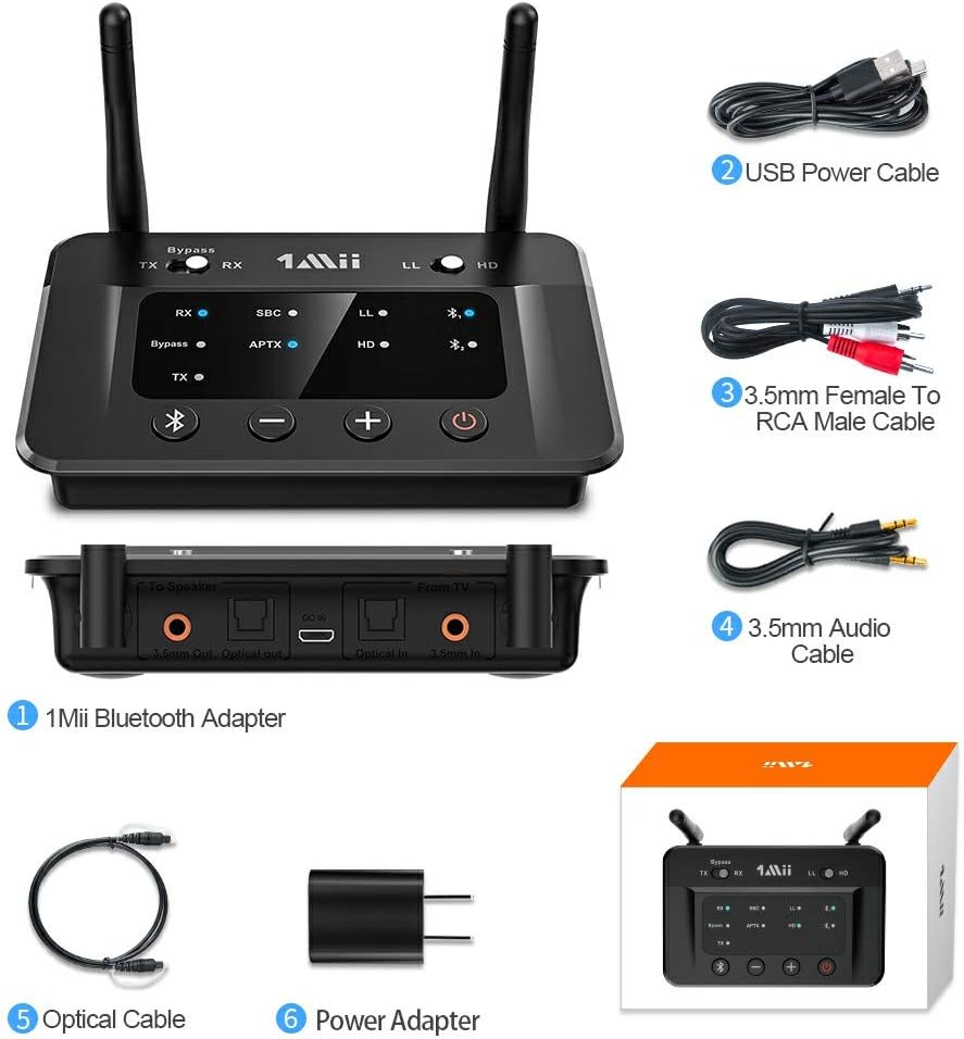 Bluetooth 5.0 Transmitter Receiver Audio Adapter with Optical RCA AUX 3.5mm N6024