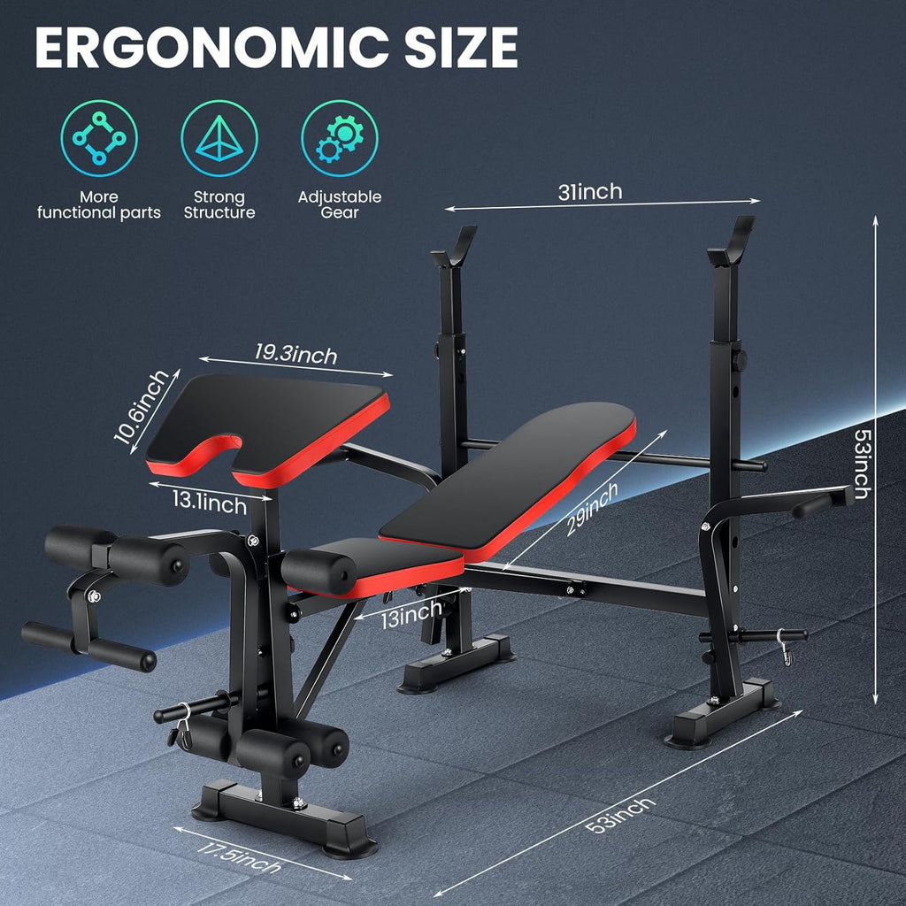 Adjustable Olympic Weight Bench Set with Preacher Curl & Leg Developer K768
