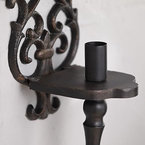 Black Antique Metal Wall Candle Sconce Holder Set of 2 A9780