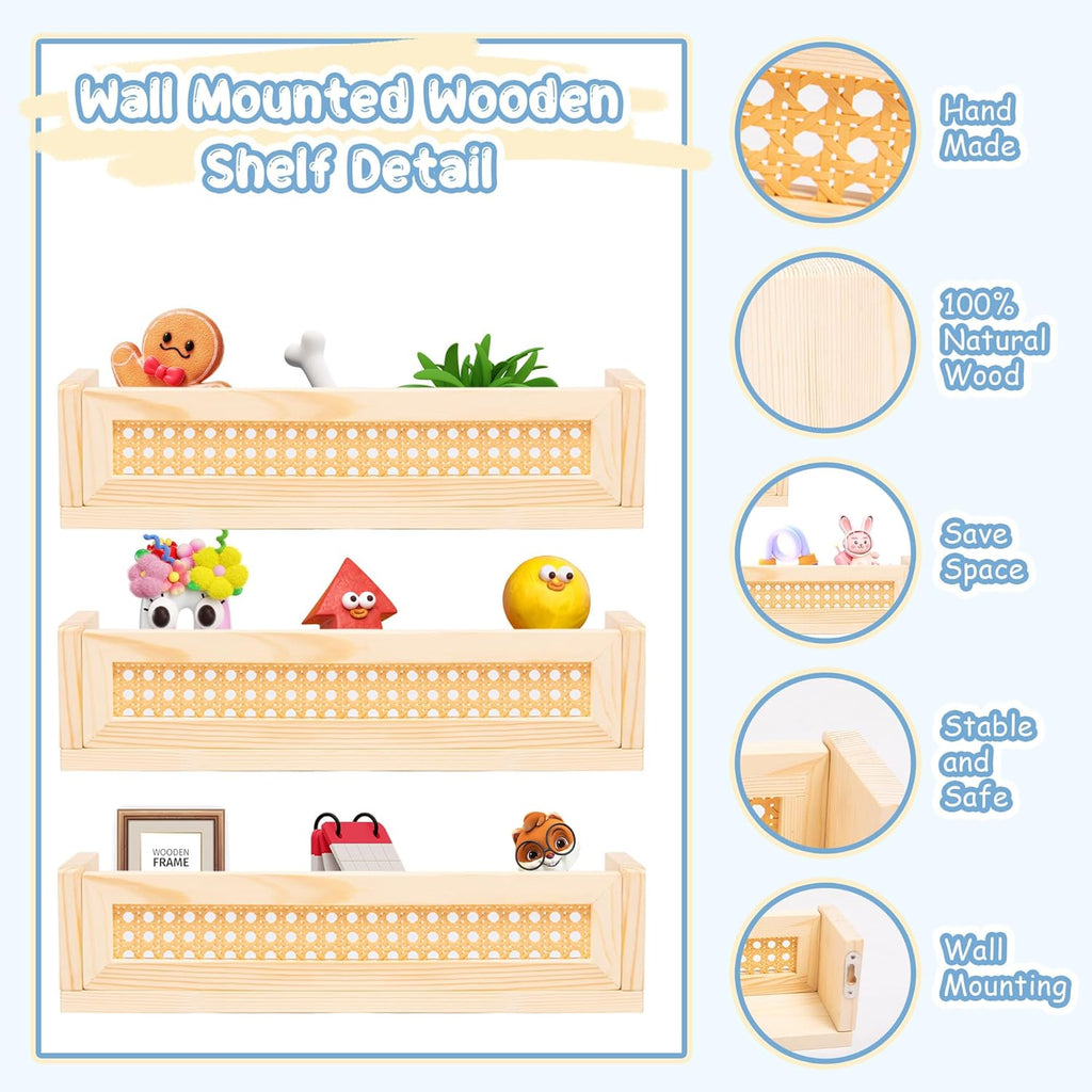 16" Rattan Shelf Set of 3 O269098