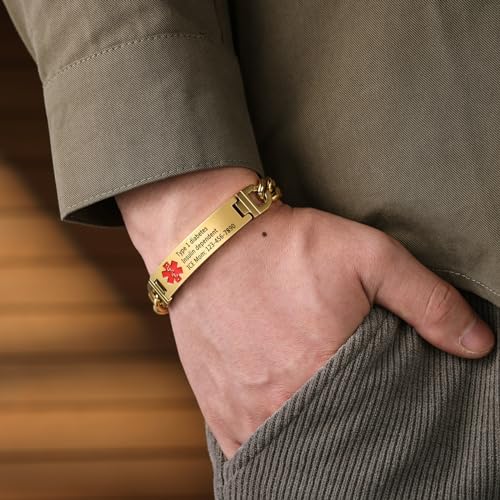 Engraved Stainless Steel Medical Alert ID Bracelet for Men H26566
