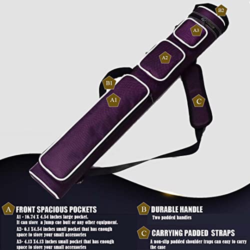 Nylon Leatherette Billiard Pool Cue Stick Hard Carrying Case J430