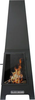 Black Steel Chiminea Fireplace with Poker C739350