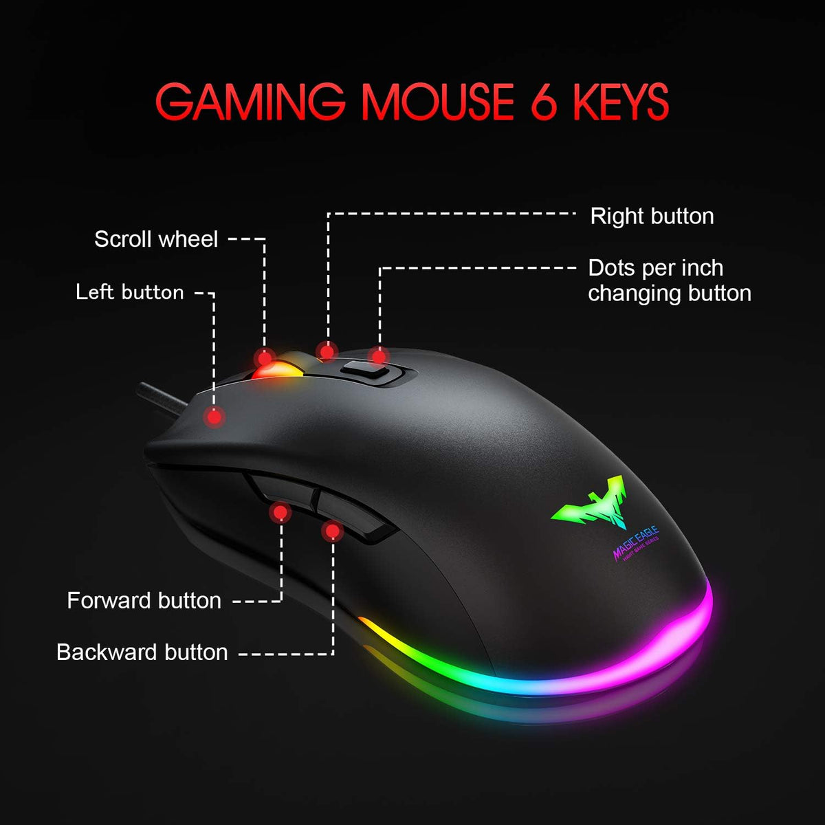 89 Keys Wired Backlit Gaming Keyboard Red Switch with 4800 DPI 6 Button Mouse and Mouse Pad Pack of 2 C805