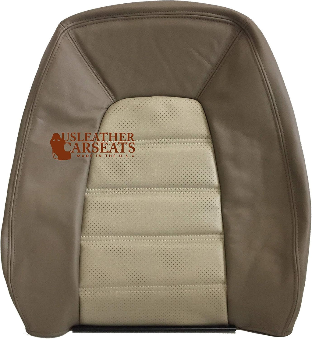 Perforated Leather Seat Cover Two Tone Tan R395467