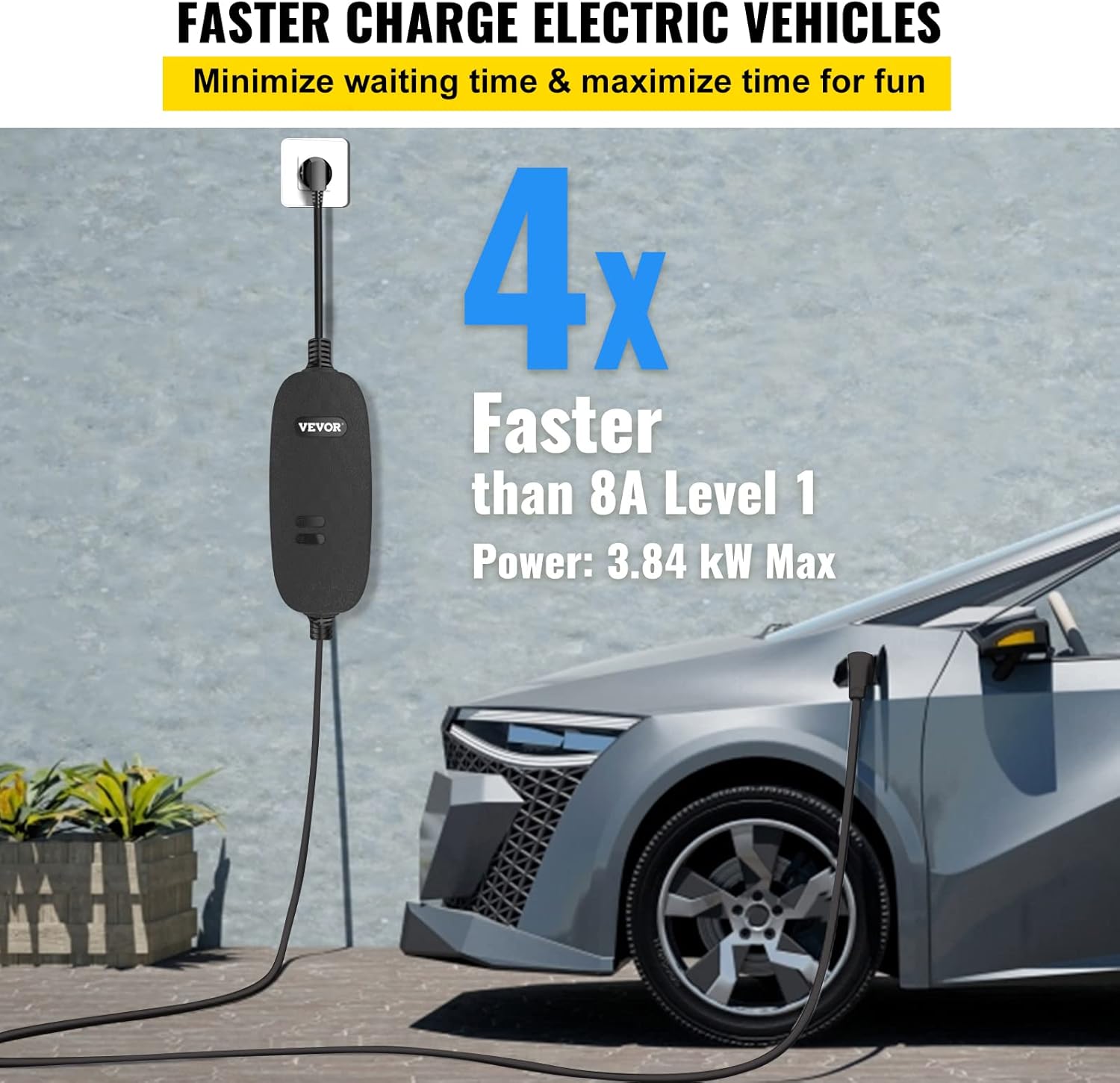 Portable Level 2 EV Charger with 25 ft Charging Cable H55635