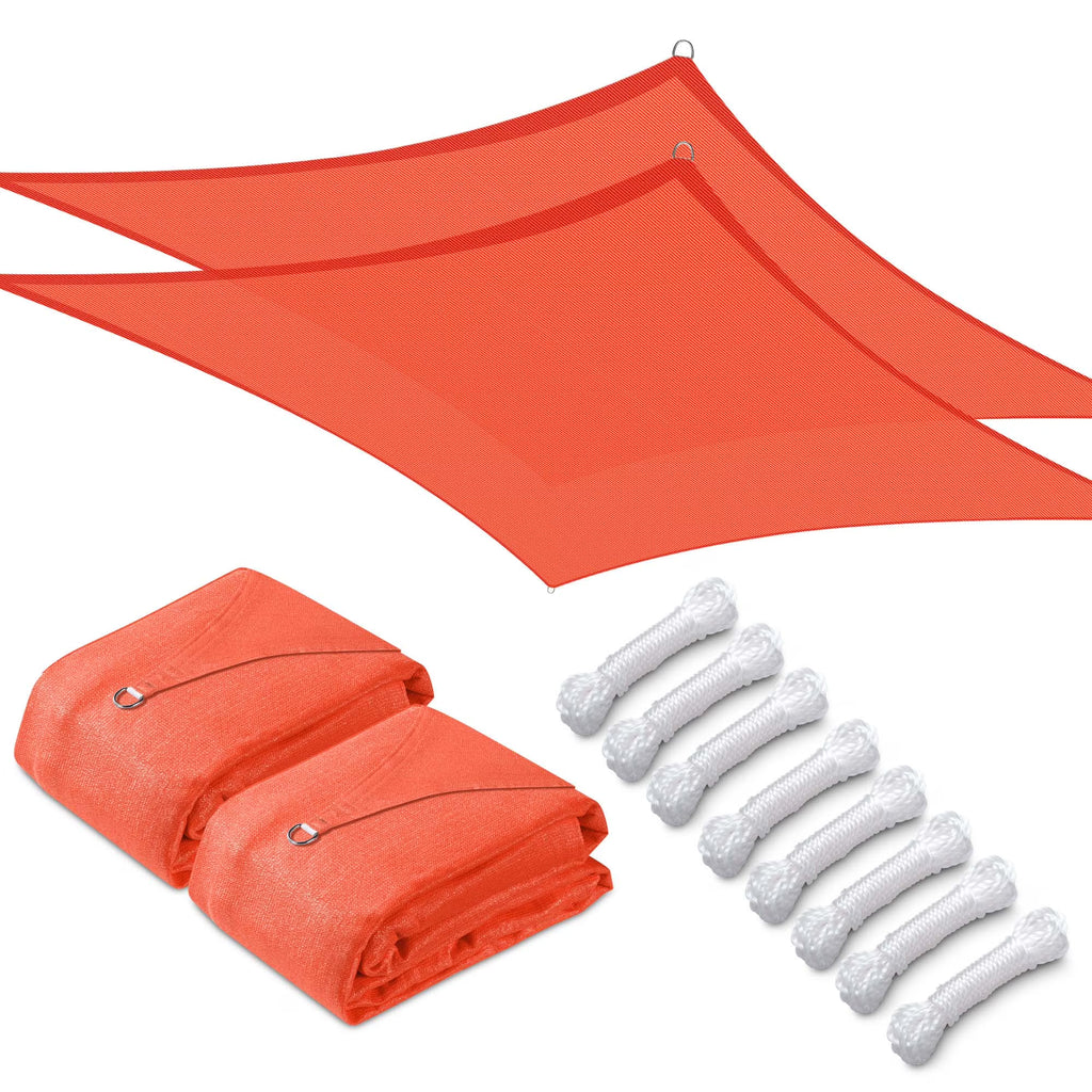2 Pack 12x12 Ft 97% UV Block Square Sun Shade Sail HDPE Canopy H80181