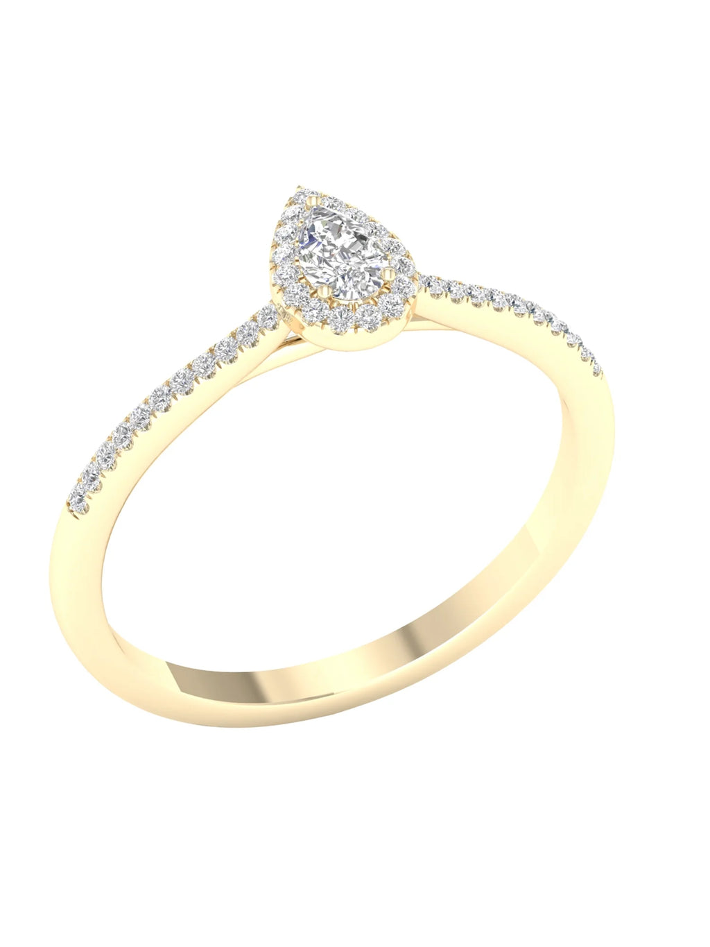 Pear Diamond Halo Engagement Ring in 10K Yellow Gold Q56801