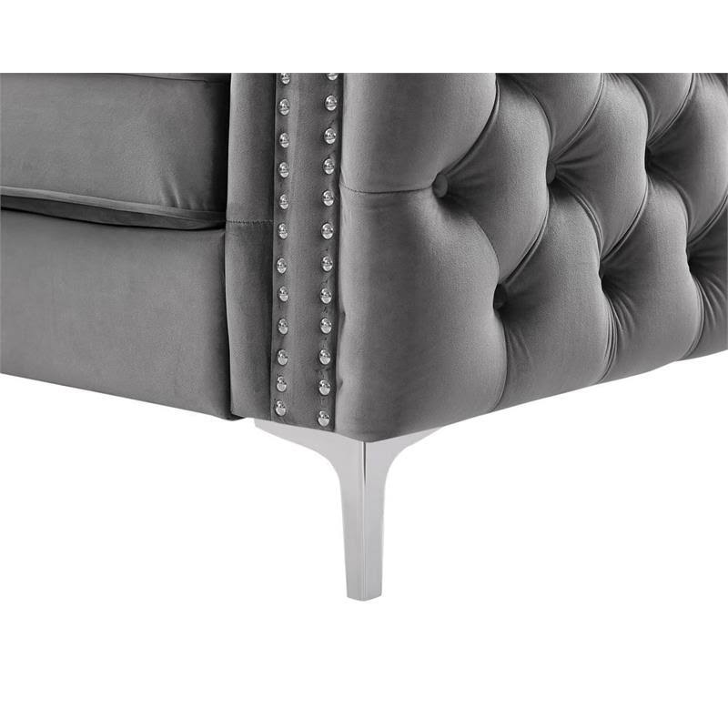 2 Piece Velvet Loveseat and Chair Set in Gray E99503