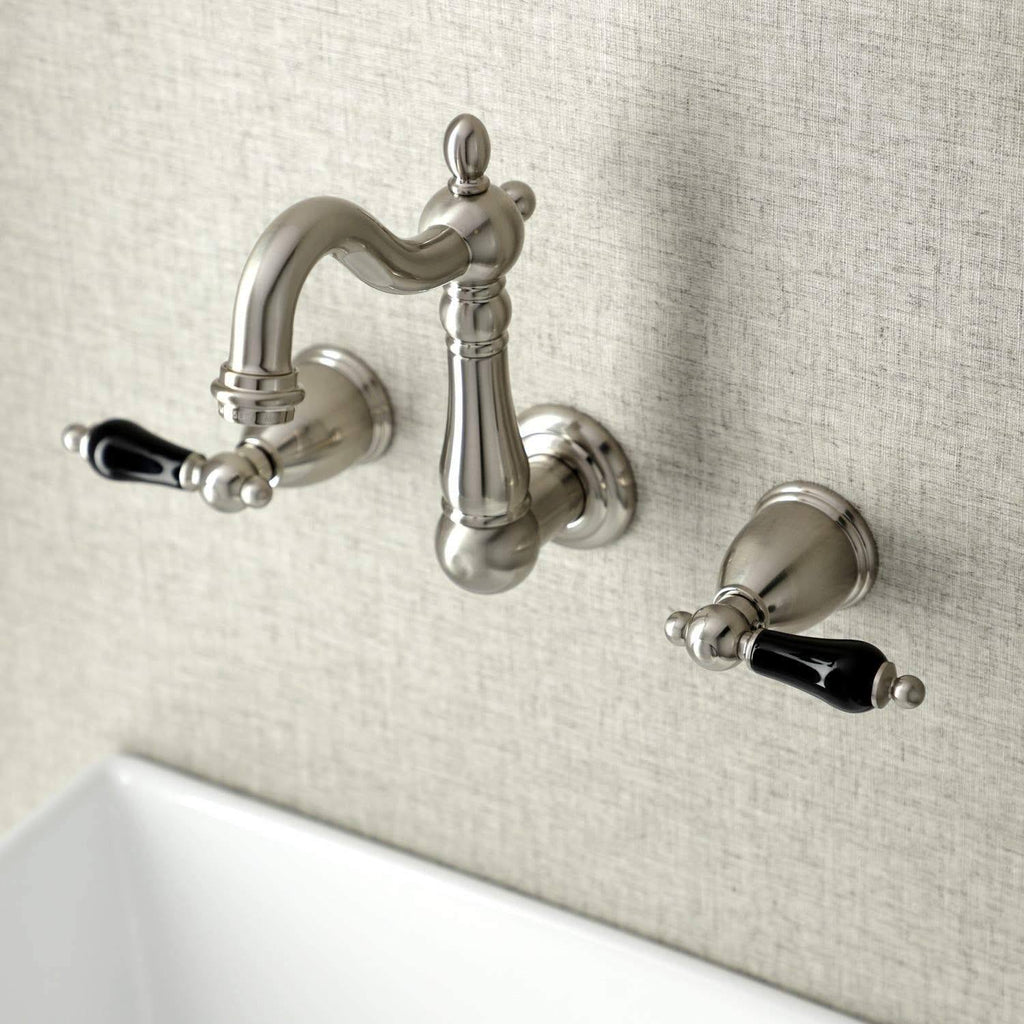 Brushed Nickel Two-Handle Wall Mount Bathroom Faucet O3324