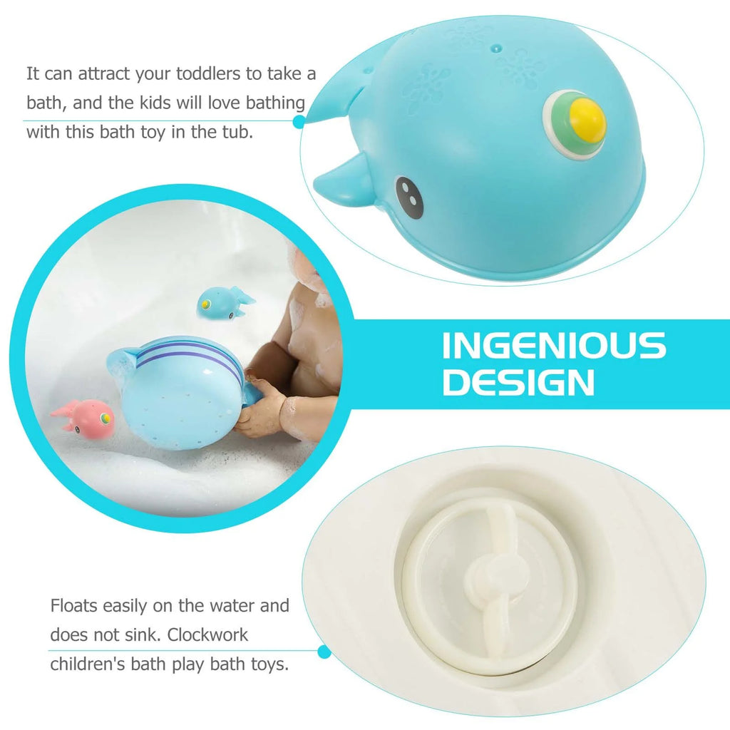 2 Pcs Whale Toy Baby Tub Wind up Bathtub Clockwork Childrens J4369