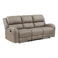 Polished Microfiber Double Reclining Sofa in Brown T3156