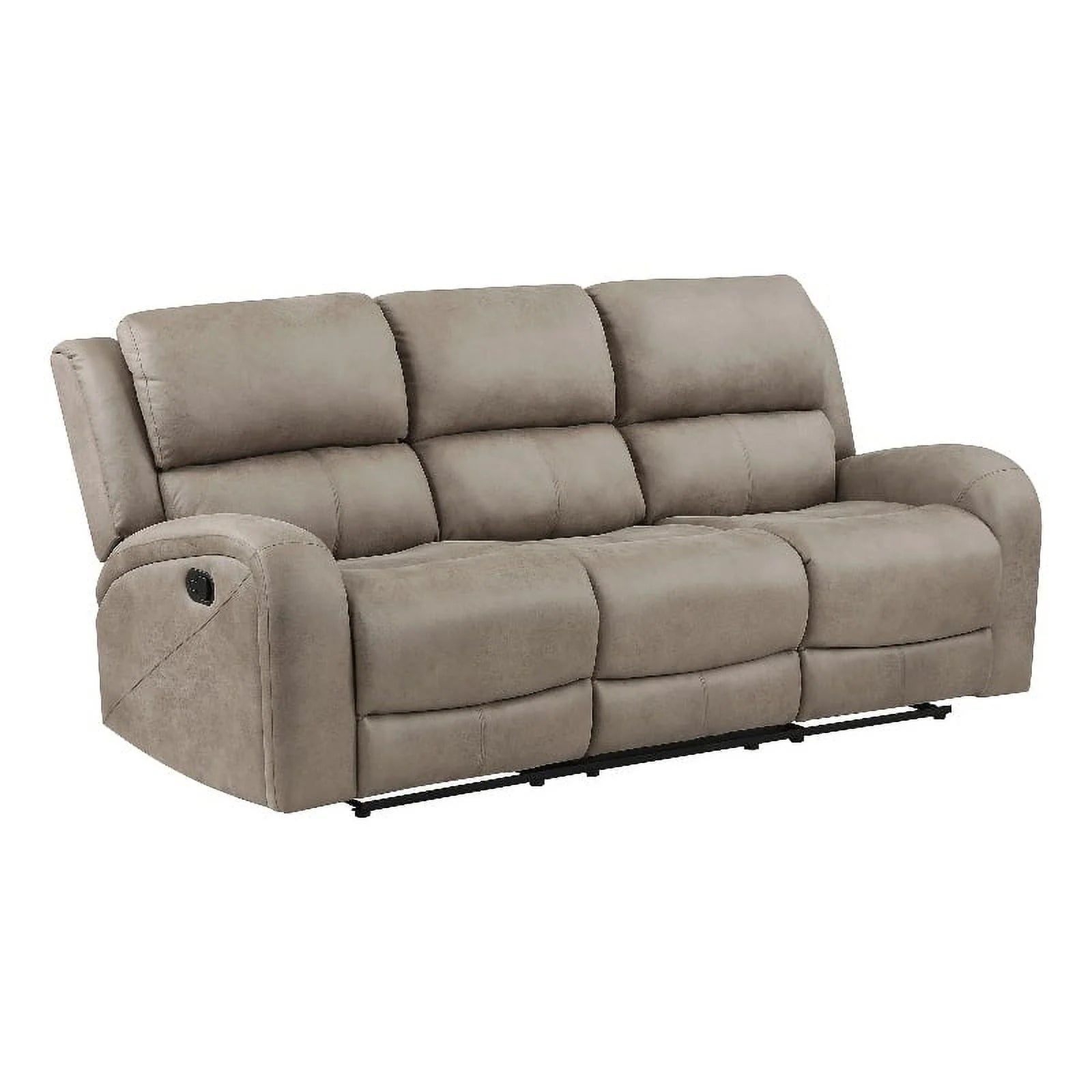 Polished Microfiber Double Reclining Sofa in Brown T3156