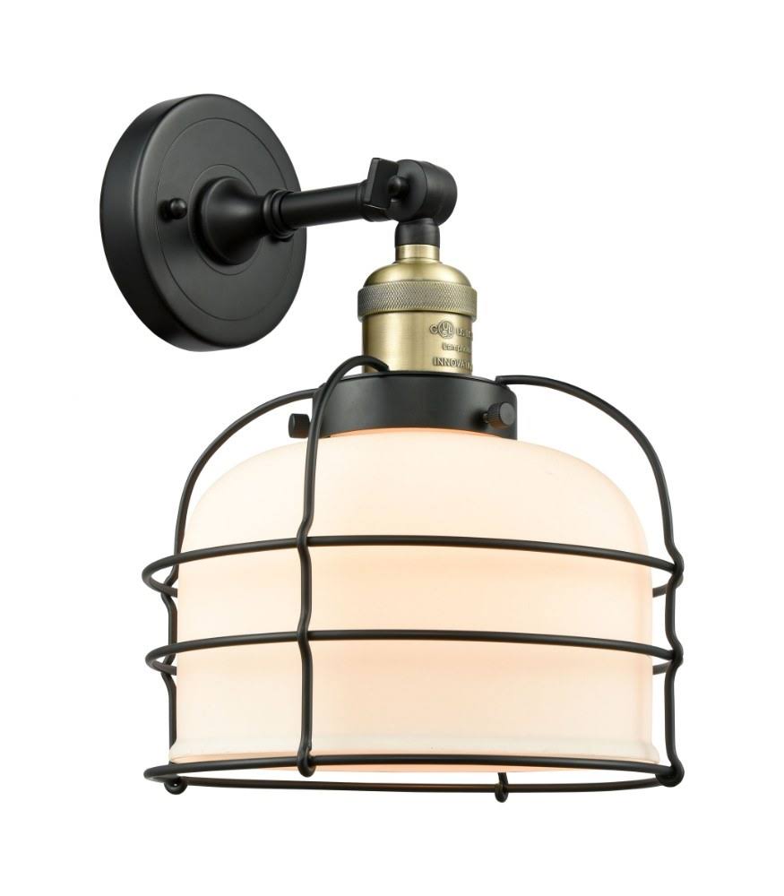 Large Bell Cage Semi-Flush Mount Light in Matte Black G131