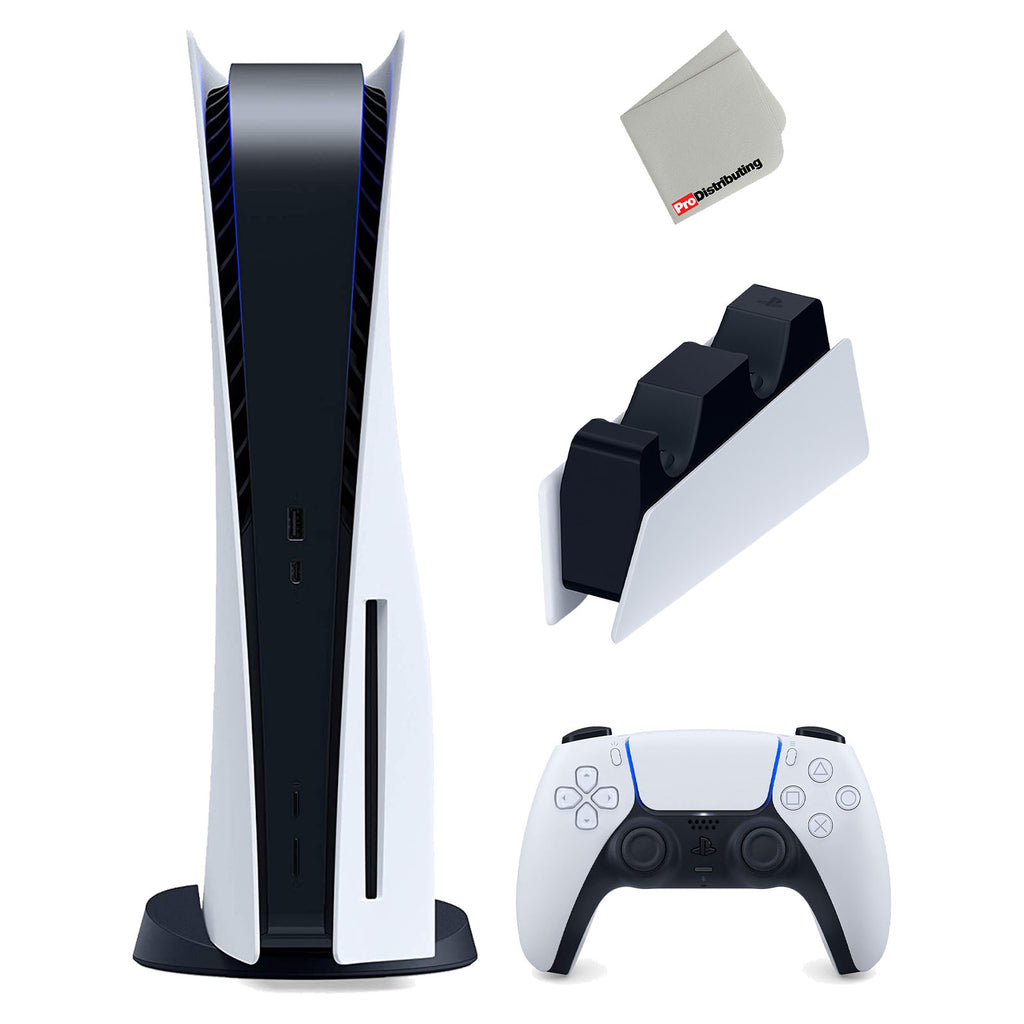 Playstation 5 Disc Version Console with DualSense Charging Station and Microfiber Cloth I568145