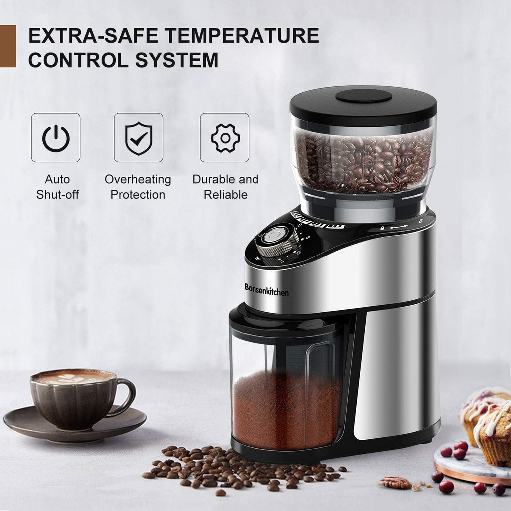 Stainless Steel Electric Conical Burr Coffee Grinder with 12 Grind Settings V24055