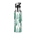 Green Leaves Stainless Steel Water Bottle with Straw Lid Flask, 20 oz U946579