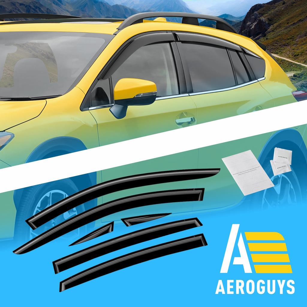 Tape-On Window Deflectors Rain Guards for Subaru XV Crosstrek 2018-2023, 6pcs D421171