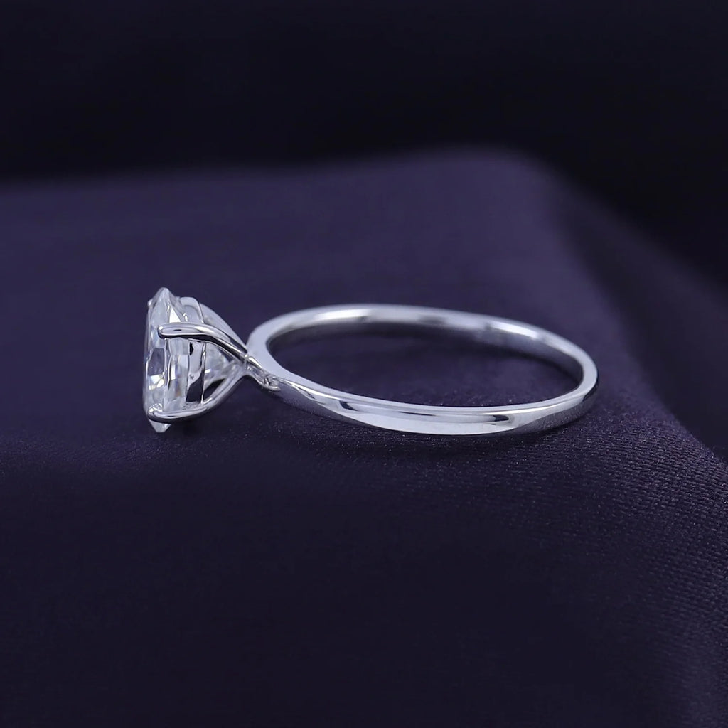 1 1/3 Carat Oval Shape Lab Created Moissanite Diamond Solitaire Engagement Ring In 14K White Gold Over Sterling Silver H527