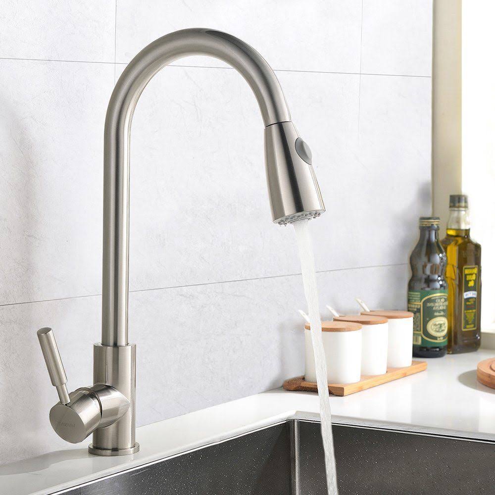 Commercial Stainless Steel Single Handle Pull Down Sprayer Kitchen Faucet N4351