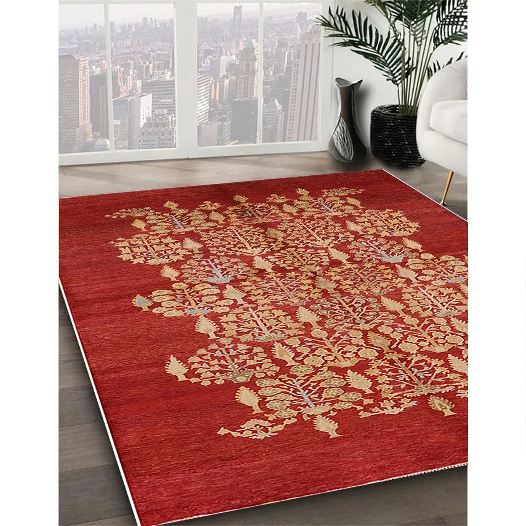 Red Oriental Rectangle Area Rug D9145