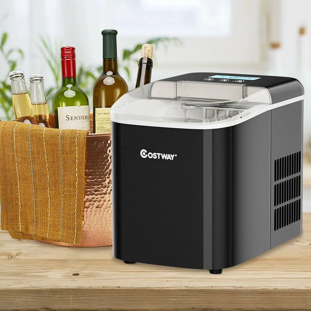 Black Countertop LCD Display Ice Maker with Ice Scoop J798455