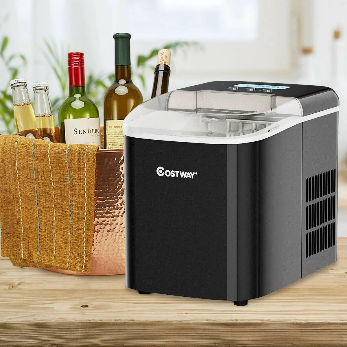 Black Countertop LCD Display Ice Maker with Ice Scoop J798455