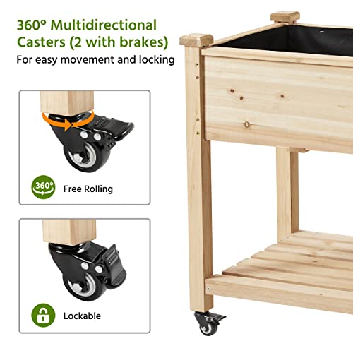 Wooden Raised Garden Bed with Wheels, 2 PCS O439196