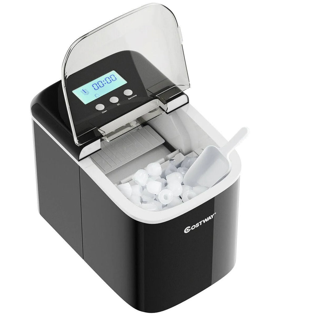Black Countertop LCD Display Ice Maker with Ice Scoop J798455