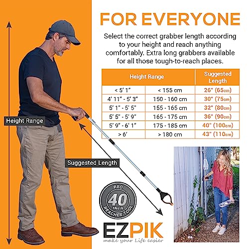 Folding Grabber Reacher 43 Inch with Rotating Head and Extra Long Handle O127