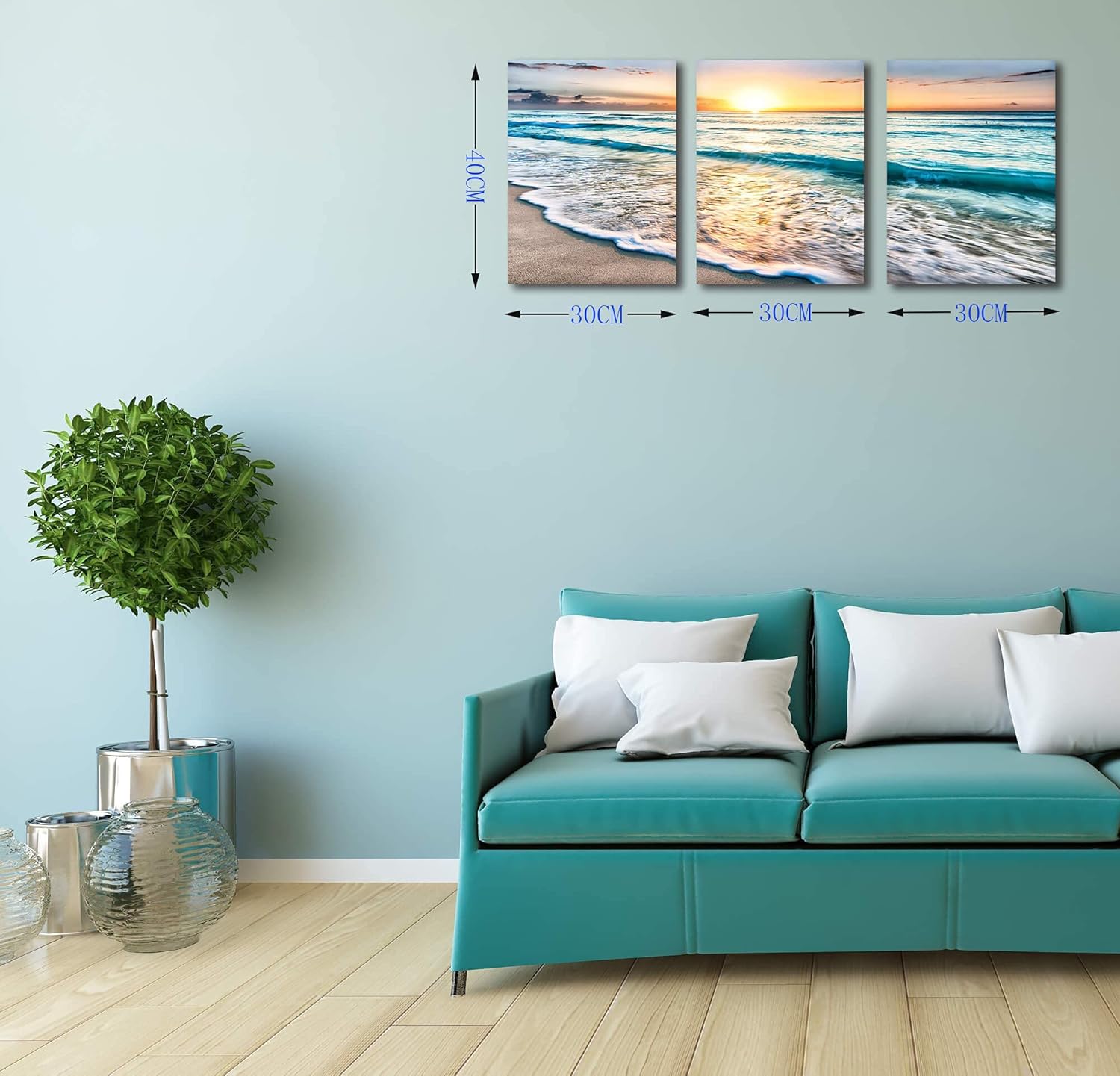 Framed Canvas Wall-Art Oil Painting 12x16inchx3pcs W132