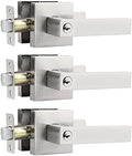 6 Pack Privacy Door Levers, Satin Nickel Finish, Square Interior Hardware S6532