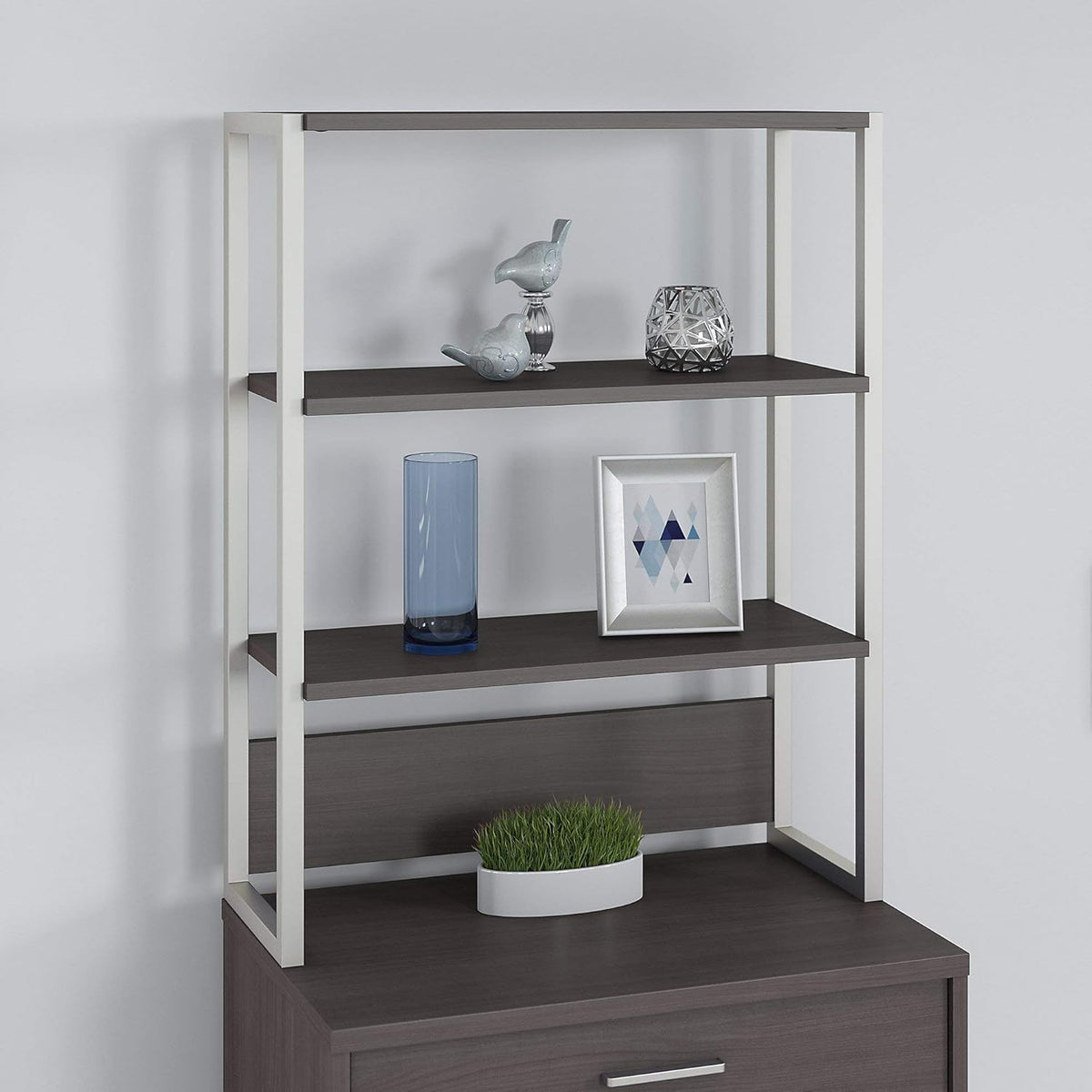 Storm Gray Bookcase Hutch V9987