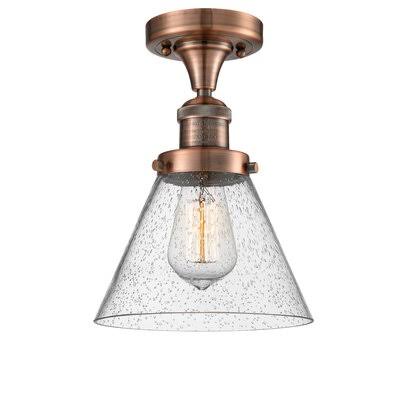 Antique Copper Cone Semi Flush Mount Light T580