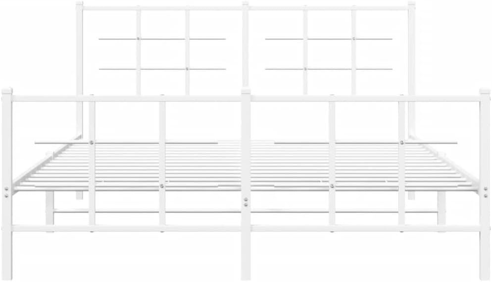 White Steel Metal Bed Frame Double Bed with Headboard Footboard S937