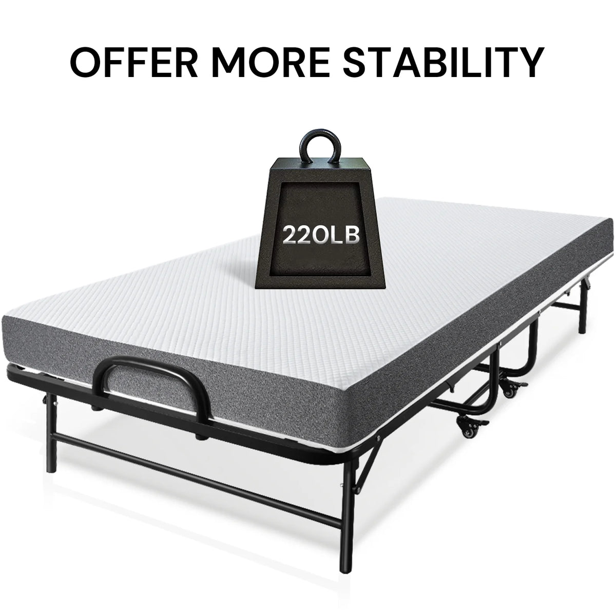 Folding Bed with 5" Memory Foam Mattress, Metal Frame R82142