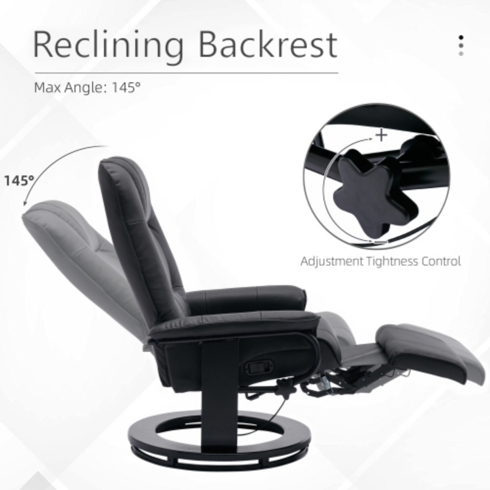 Black Faux Leather Swivel Recliner with Footrest I247639