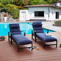 2 Piece Patio Chaise Lounge Chair Set with Cushions, Blue L17798