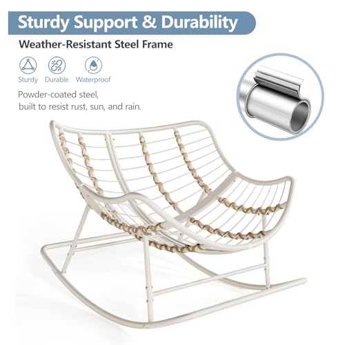 Oversized Egg Wicker Rocking Chair with Cushion - Gray A872